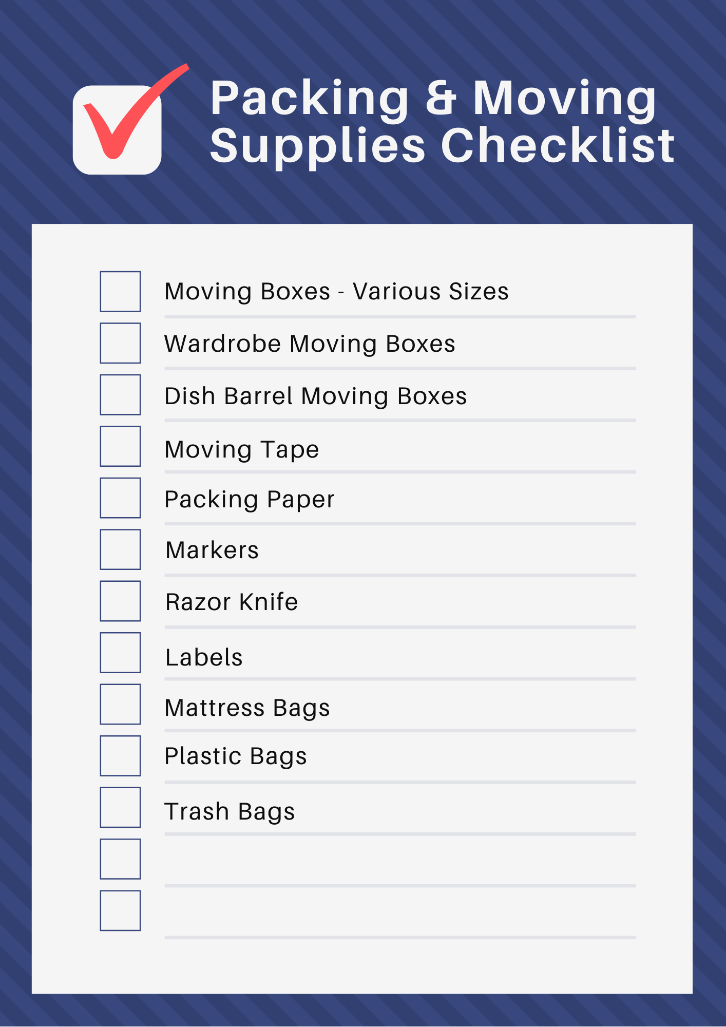 checklist for moving
